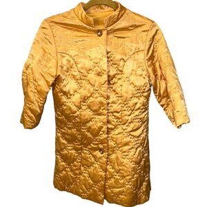 Vintage gold silk Asian style nerhu collared quilted jacket S